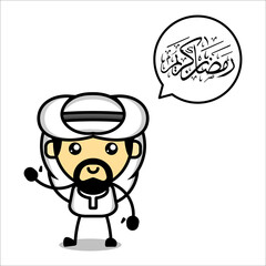 Cute muslim character, Ramadan Kareem, Vector illustration eps.10