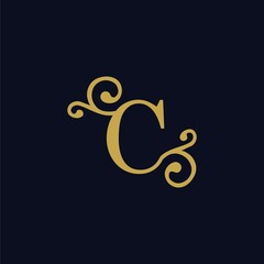 simple alphabet logo royal design golden concept with ornament