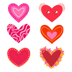 A set of vector cute hearts.
