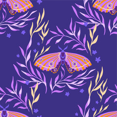 Obraz na płótnie Canvas Seamless vector pattern with butterflies.