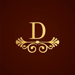 simple alphabet logo royal design golden concept with ornament