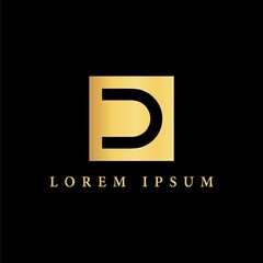 simple alphabet logo monogram design golden concept with square combination