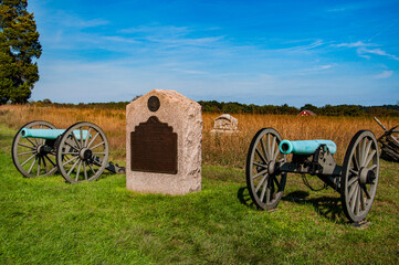 Obraz premium Photo of The 5th United States Artillery, Battery C Monument, Gettysburg National Military Park, Pennsylvania USA