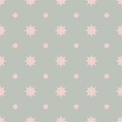 Seamless abstract geometric background. Pattern with small and large eight-pointed stars in pastel colors. Texture design for textile, tile, cover, poster, banner, wall. Vector illustration.
