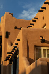 Naklejka premium Santa Fe, NM, USA 07-02-2020 La Fonda on the plaza, an architecture in Pueblo revival style.