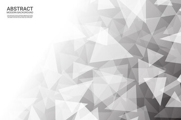 Abstract black and white triangles polygonal banner background. Vector.