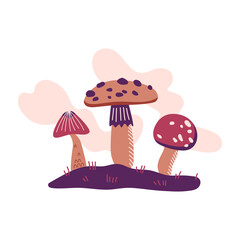 Hand drawn vector illustration iwth mushrooms isolated on white