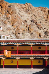 building of temple inside mountain in Leh Ladakh, India
