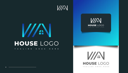 Modern Blue House Logo Design for Real Estate Business Logo