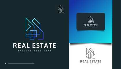 Abstract and Futuristic Real Estate Logo Design with Line Style