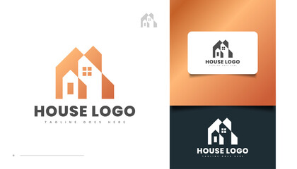 Golden House Logo Design for Real Estate Business Logo