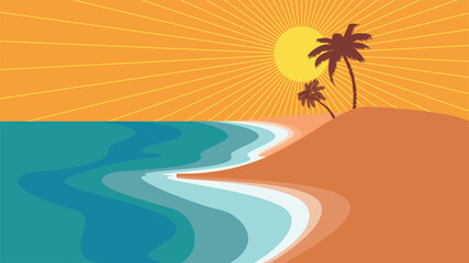 Obraz premium Seashore and palm trees