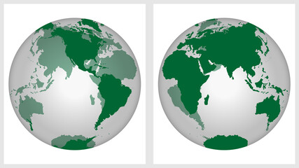 Obraz premium Transparent world globe map planet earth with back side visibility. Western and Eastern Hemisphere.