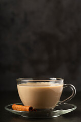 Cup of coffee with creamy milk.
