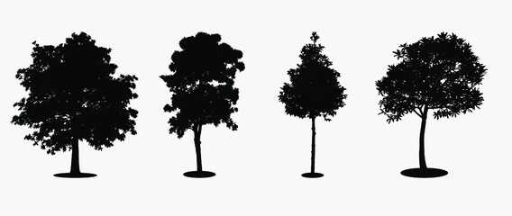 Set of trees vector illustration isolated on white background. 