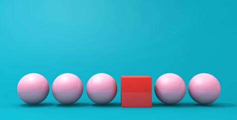 3d illustration. Simple geometric shapes isolated on a blue background.