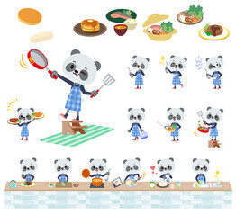 Obraz na płótnie Canvas 料理に関するパンダの男の子のセット