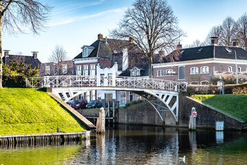 Naklejka premium Driepystergracht in Dokkum, Friesland Province, The Netherlands