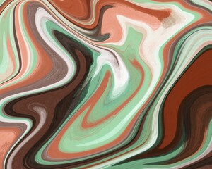Abstract background with orange and green liquid fluid acrylic paint 
