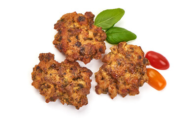Grilled minced meat cutlets, isolated on white background. High resolution image.