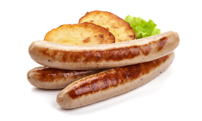 Thuringian sausages, isolated on white background.