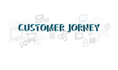 customer jorney vector concept pixel style illustration isolated