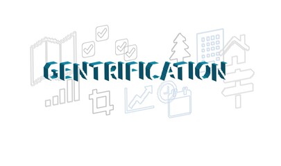 gentrification vector abstract concept word design symbol cloud