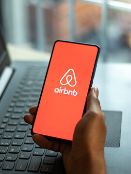 Assam, India - August 6, 2021 : Airbnb Logo On Phone Screen Stock Image.