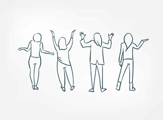 gesture woman back people isolated doodle simple vector set isolated