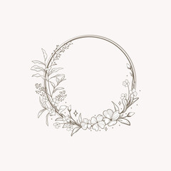 Floral Frame Black IIlustration Drawn blossom herb