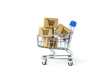 online shopping concept with shopping cart symbol
