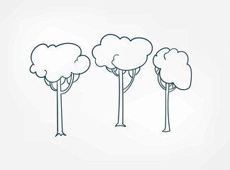 trees vector doodle design elements isolated