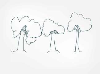 trees vector doodle design elements isolated