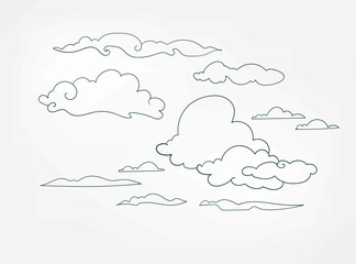 clouds vector doodle design elements isolated