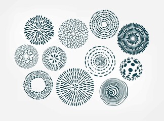 circle texture abstcact vector design elements nature type isolated doodle set sketch