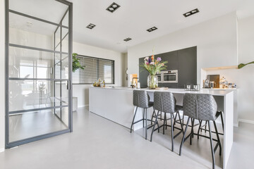 Interior of a beautiful kitchen of an elite house