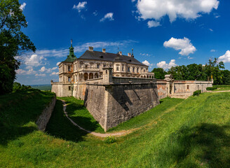 Fototapeta na wymiar Panorama of the renaissance and baroque Pidhirtsi castle-fortress. Lviv Oblast, Ukraine