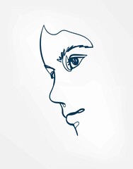 face girl line art single line isolated vector illustration abstract