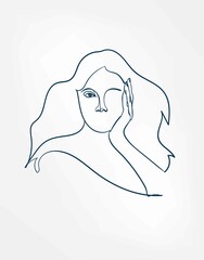 dream hair girl line art single line isolated vector illustration abstract