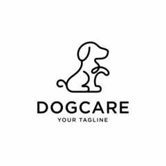 Dog Logo design With monoline Lineart template vector illustration
