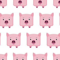  Seamless vector pattern of pink square piglet