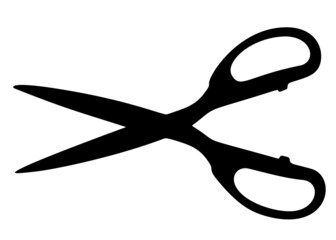 Large scissors for tailors or hairdressing needs. Vector image.