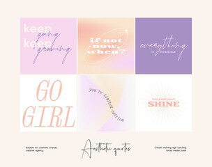 Social media gradient aesthetic quotes template collection