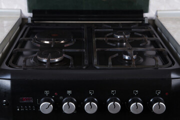 Gas stove in the kitchen. Gas stove.