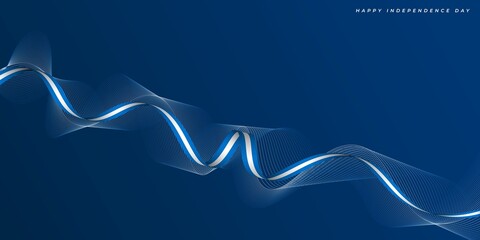 Blue abstract background with flying ribbon design