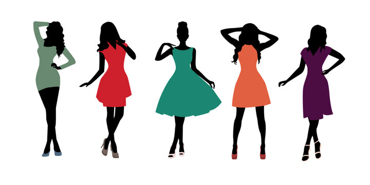 silhouettes of women in dresses