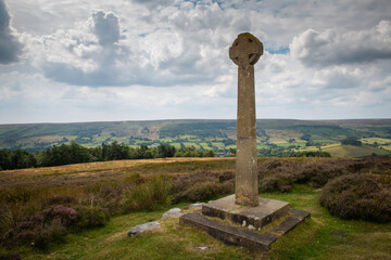 Fototapeta na wymiar Celtic cross monument in North Yorkshire near rosedale
