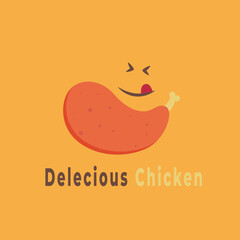 Chicken thigh logo isolated on yellow background