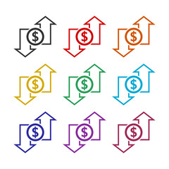 Exchange color icon set isolated on white background