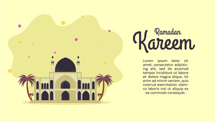Ramadan event flat design illustration for web landing pages, banners, social, posters, advertisements, promotions, greeting card 